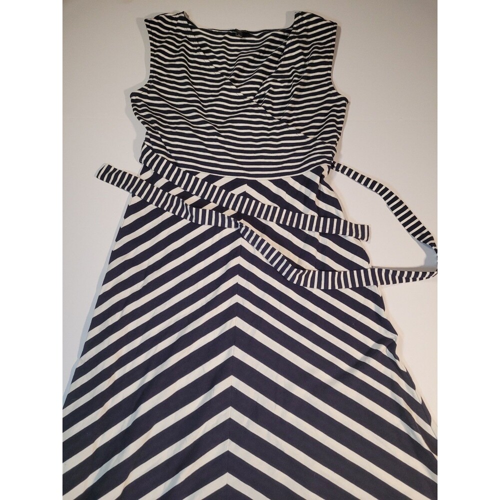 Talbots Petites Striped Knit Maxi Dress Navy White Size SP Short Sleeve #104